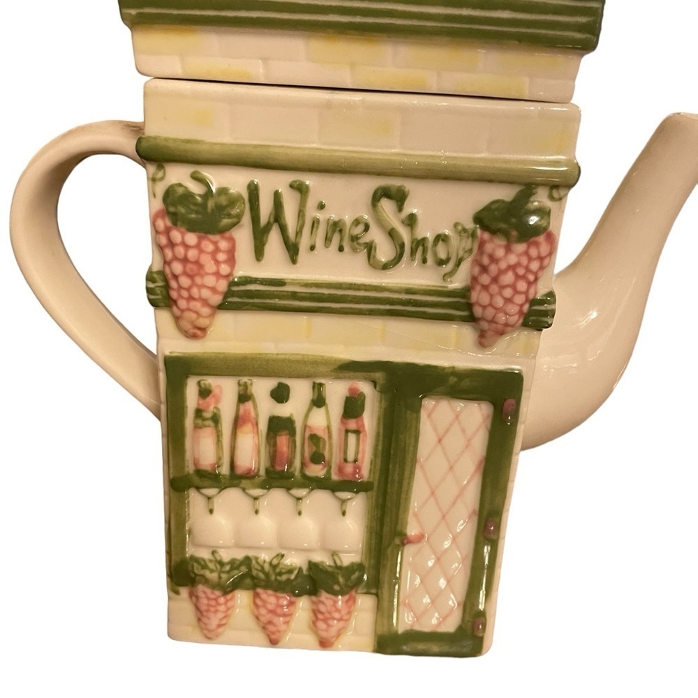 Teapot, Wine Bar Pitcher, Vintage Square 3-D, Raised Detail, Kitchen Decor